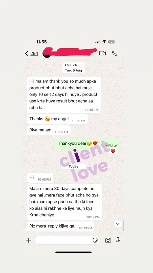 A client talking about her results